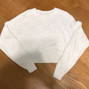 hollister white checkered crop sweater